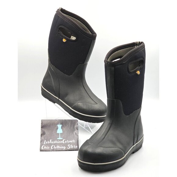 Bogs Youth Black Classic II Solid Waterproof Insulated Rain Snow Boots Sz 4 2915 - Picture 11 of 16